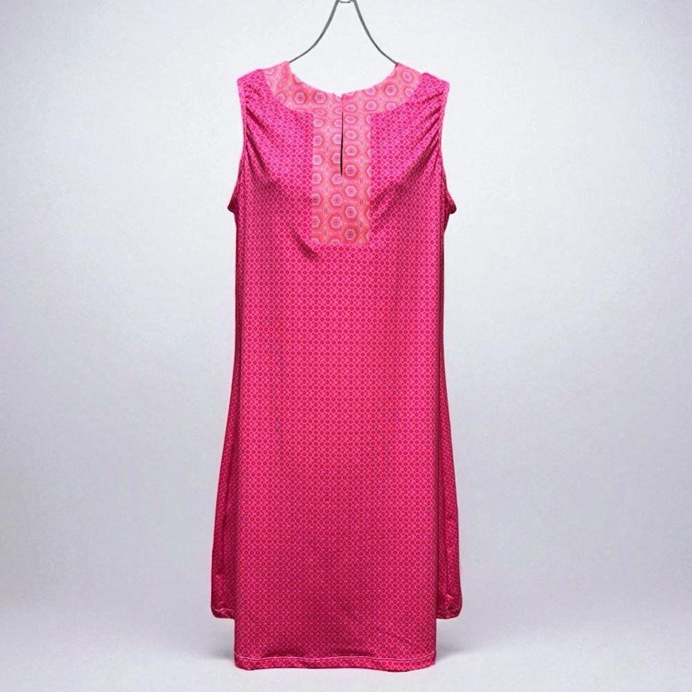 Cabana Life Pink V-neck Sleeveless Tunic Retro Geo Dress M - Picture 2 of 14